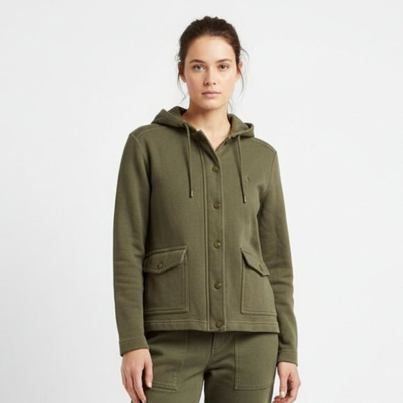 Ralph Lauren Khacki Olive Green Zip Front Hoody Jacket L - Picture 1 of 6